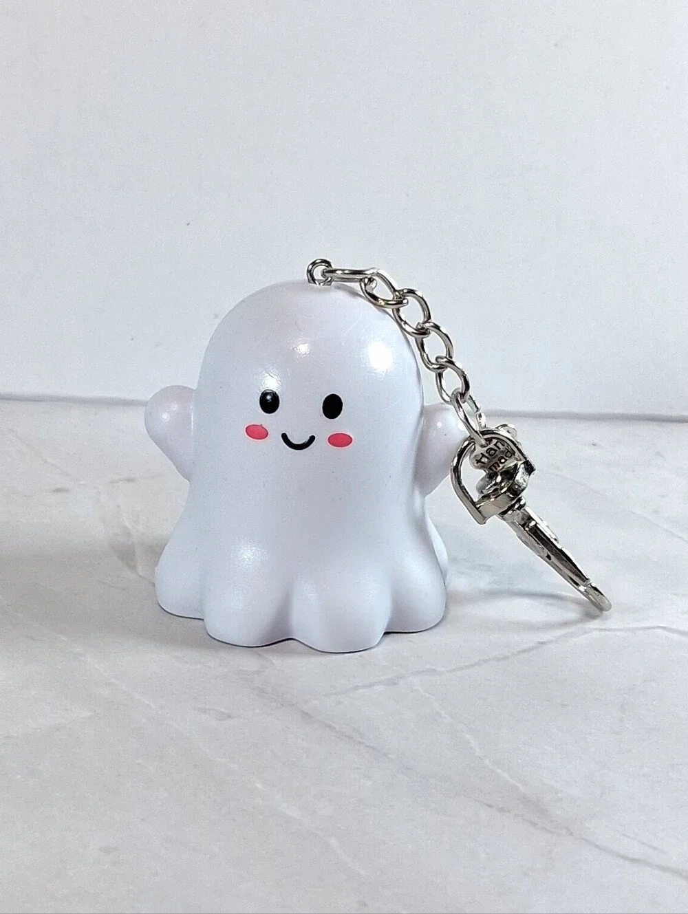 Handmade Ghost Keychain Charm – Upcycled Halloween Bag Purse Backpack Access
